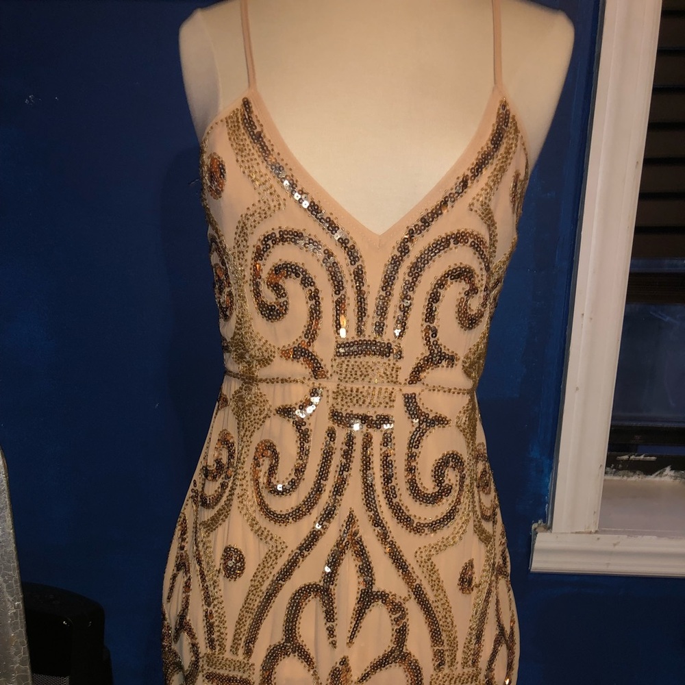 Beaded sequin spaghetti strap dress